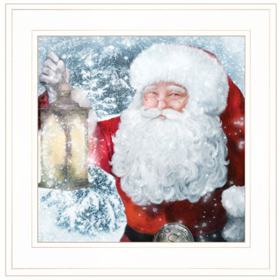 «Santa with Lantern», art mural encadré pour le salon, décoration murale par Bluebird Barn