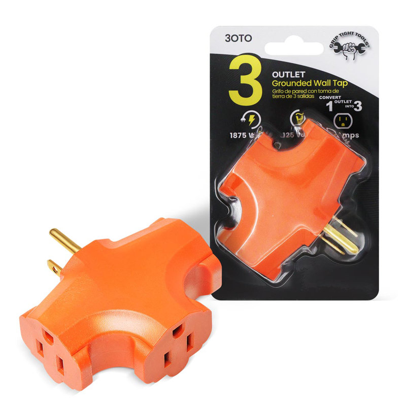 Grounded Wall Tap Adapter Outlet