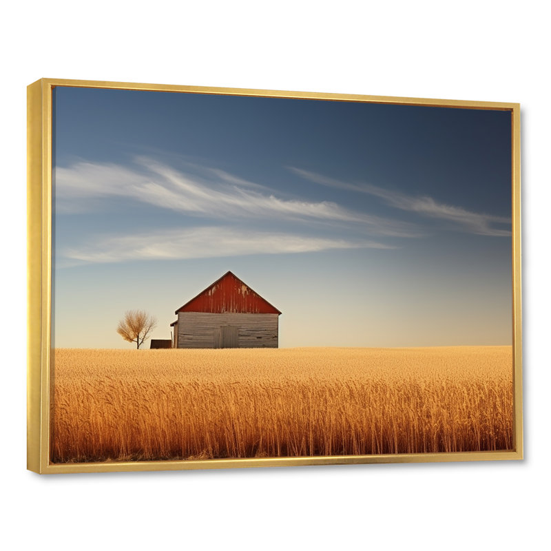Red Barn Minimalisme Country Charm I - Barn Art, reproduction d'art sur toile_106676, Cadre flottant doré
