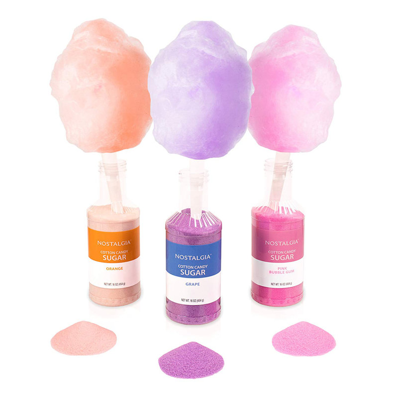 Nostalgia Cotton Candy Flossing Sugar - Grape, Pink Bubble Gum, Orange - 3 Pack
