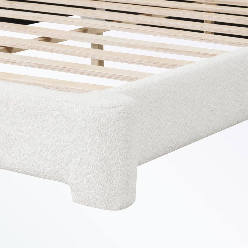 Lit tapissier très grand avec tête de lit basse Boucle, Très grand
