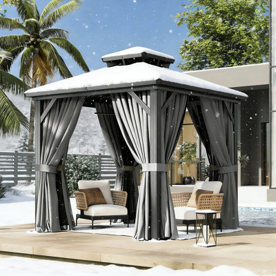 Pavillon de jardin permanent en aluminium avec double toit