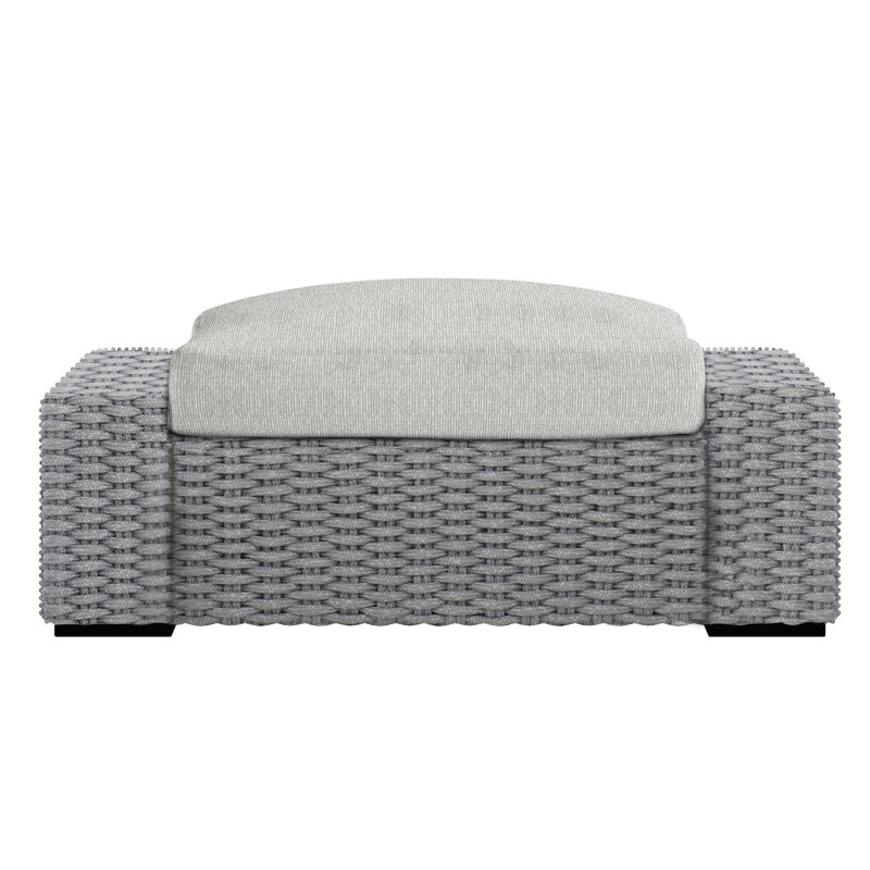 Capri Outdoor Ottoman with Cushion, Lt Grey Chenille Woven Stripe 6023-010