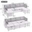 Divan-lit, canapé modulaire de base de 111,8 po, canapé-lit modulaire polyvalent avec grand espace de rangement, deux ports USB et deux porte-gobelets