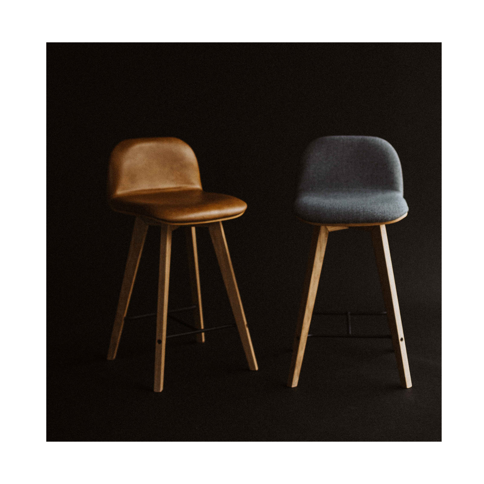 Caspian Counter & Bar Stool, Counter Stool (25.5” Seat Height), Brown Top Grain Leather