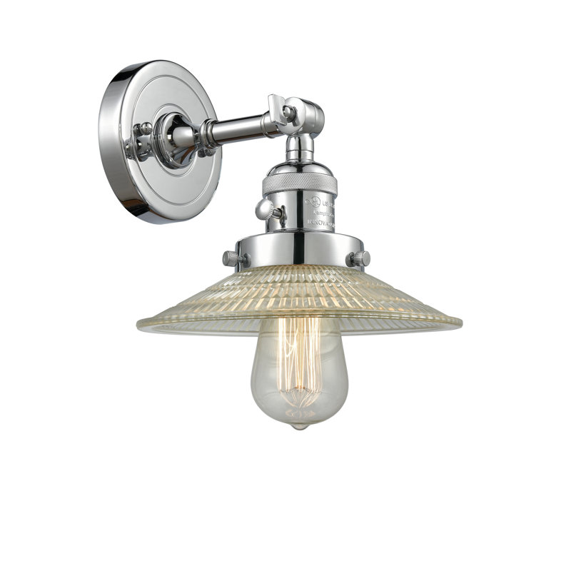 Gartner Armed Sconce, 3.5 Watt Vintage LED Bulb, Polished Chrome, Clear
