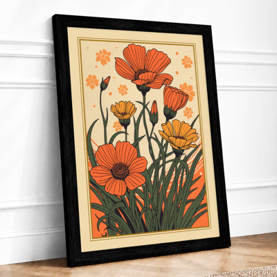 Orange and Yellow Blooms Botanical - Framed Print