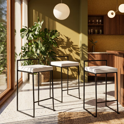 Tabouret de comptoir en velours 17,5 po x P 16 po x H 31 po Stacker