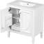Meuble-lavabo blanc de 30 po avec lavabo, conception rétro - charnières et glissières en métal, rangement spacieux, lavabo en céramique, intérieur en bois véritable,-892802233