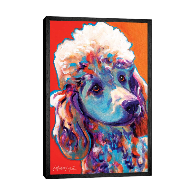 Bonnie The Poodle by DawgArt - Print on Canvas, 66.04 cm H x 45.72 cm W, Black Framed