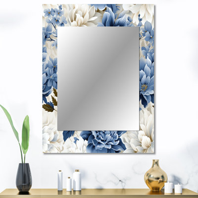 Motif victorien floral bleu et blanc Antoanela - miroir mural floral