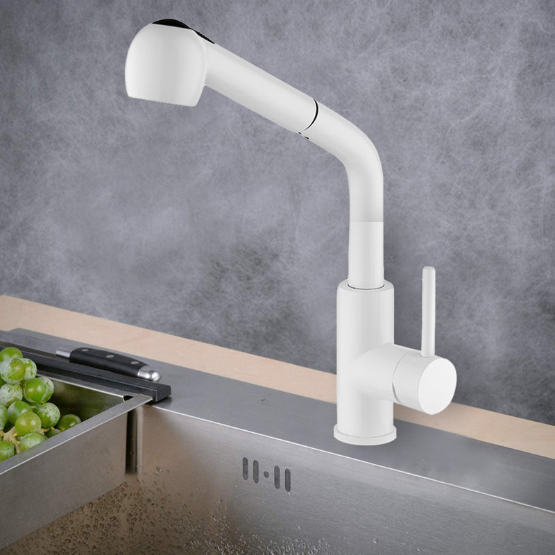 FB WERFY Pull Out Kitchen Faucet,  White