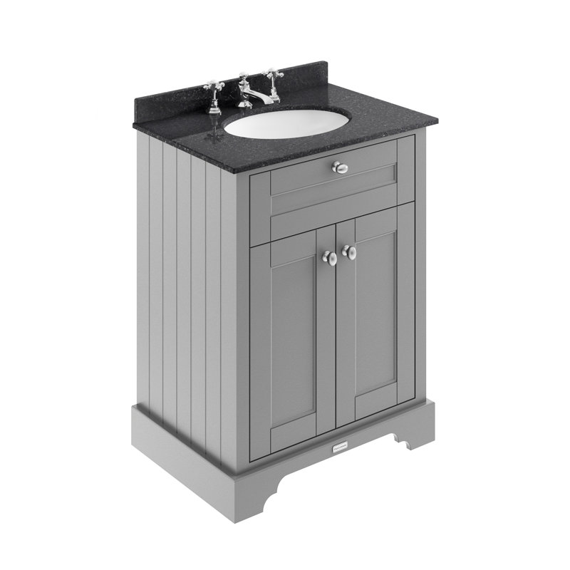 Old London 600mm Free-Standing Vanity Unit, Black, Storm Grey