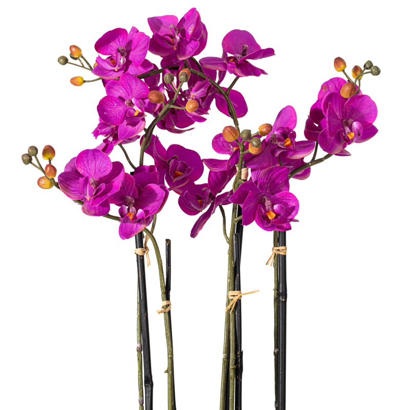 21" Purple Faux Orchid in White Ceramic Pot