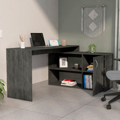 1-Drawer 2-Shelf L-Shaped Office Desk