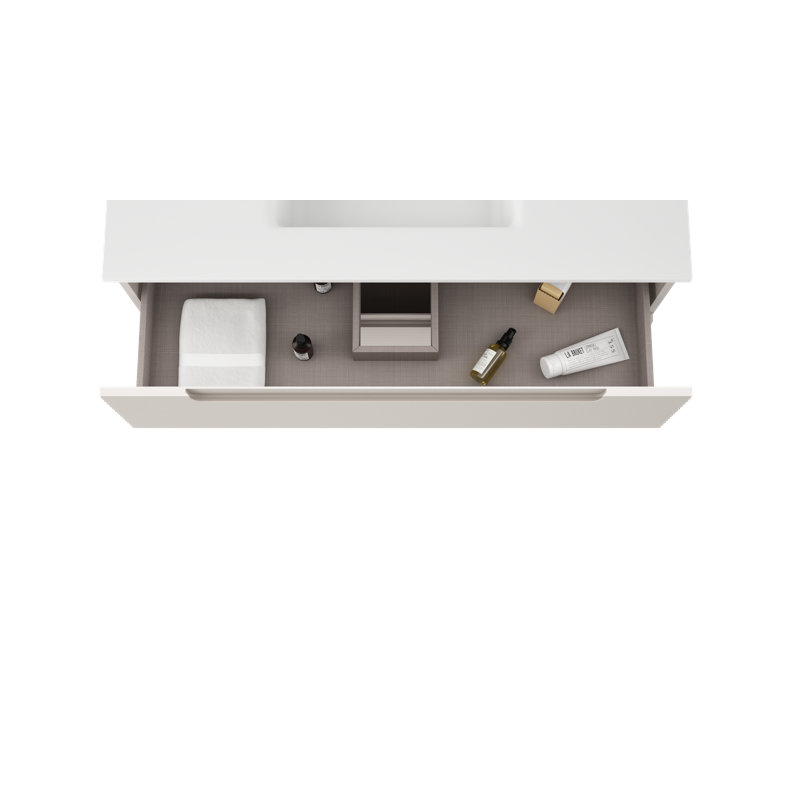 Meuble-lavabo mural simple 40 po avec plateau en résine Moncler, Beige, Beige