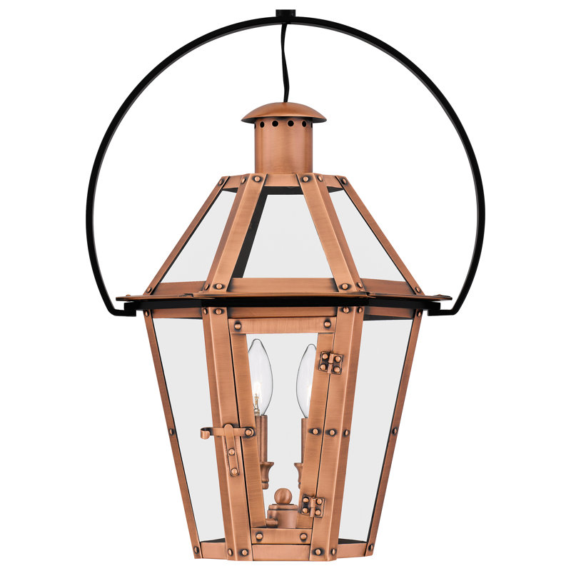 Aged Copper and Clear Glass 24" Indoor/Outdoor Pendant Light