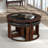 Solid Wood Glass Top Round Table Set, Coffee Table with 4 Stools
