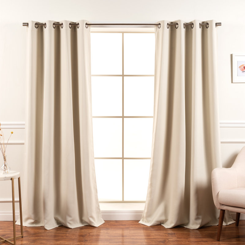 Adina Sevan Solid Thermal Grommet Curtain Panels, 52"W x 72"L, Biscuit