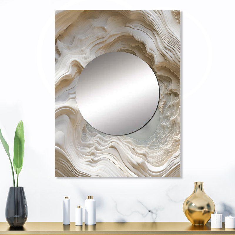 Caddingdon crème spirale nébuleuse II - miroir abstrait en spirale, miroir mural décoratif moderne, impression d'art en métal