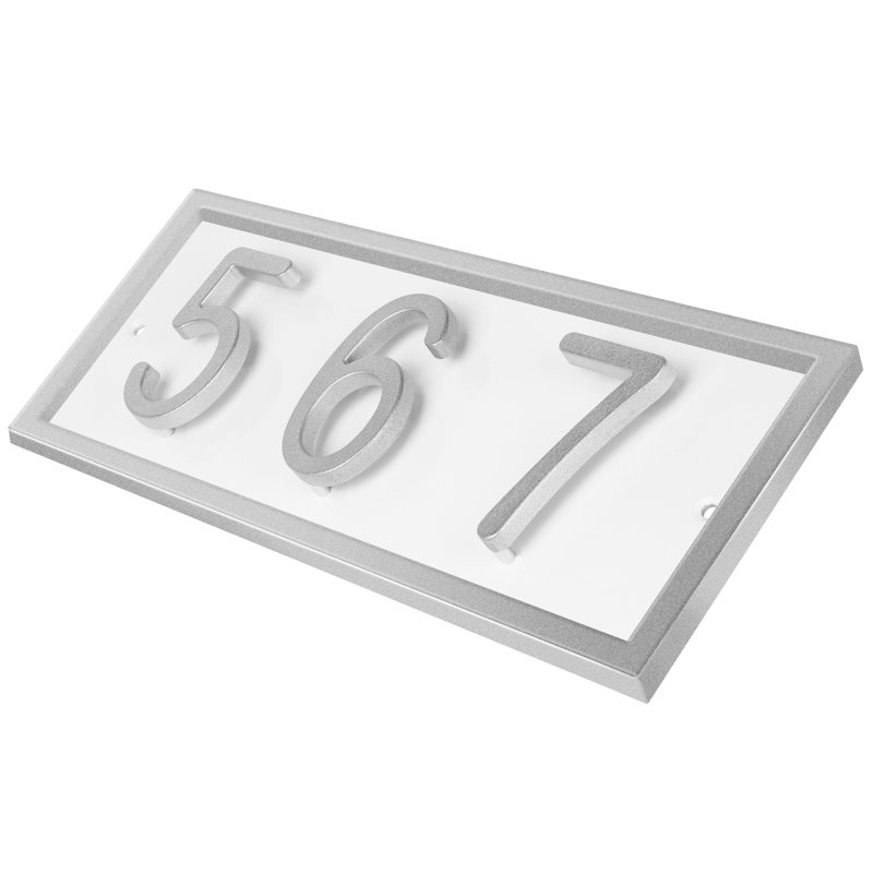Plaque d'adresse horizontale flottante en aluminium Royal Shade, Argent argent, Oui, Blanc