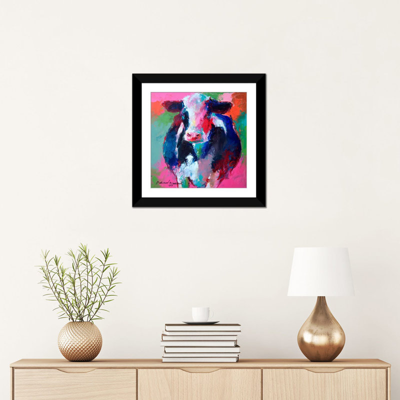 «Cow II», impression sur toile, Papier d'art encadré noir, H 24 po x l 24 po x P 1 po, Blanc