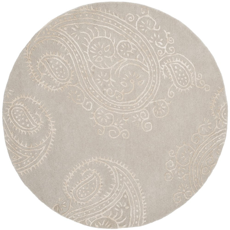 Tapis cachemire en laine et viscose Rudra, Rond 5 pi