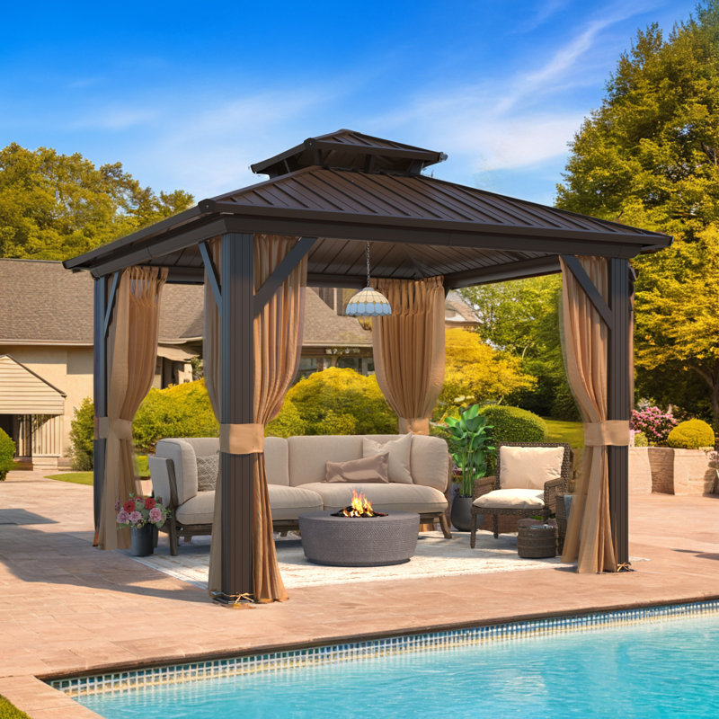 10 Ft. W X 10 Ft. D Aluminum Patio Gazebo, Outdoor Gazebo