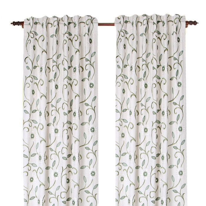 Bedazzle Cotton Blend Semi Sheer Curtain Single Panel, 50" W x 108" L, Wheatish