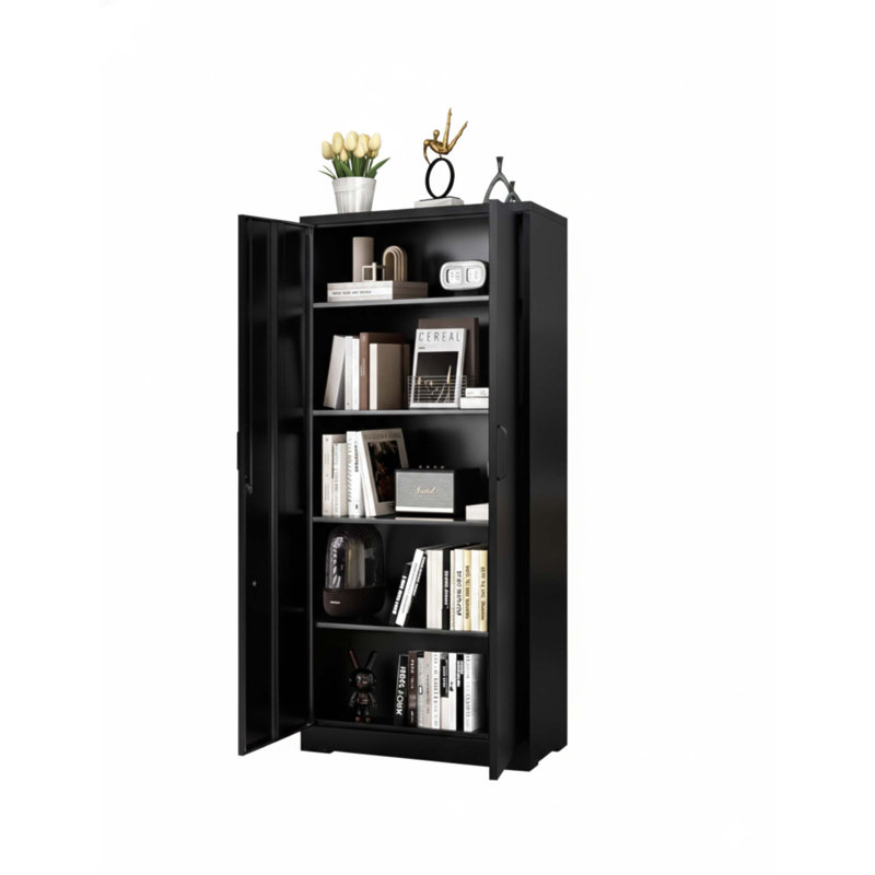 Armoire de rangement en métal robuste avec 4 tablettes réglables et portes verrouillables, idéale pour le garage et l'organisation de bureau