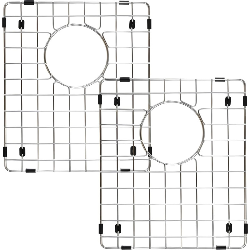 Protecteurs d'évier pour évier de cuisine, grille de protection en acier inoxydable 14,37 x 12,5 pouces, support de 2 éviers pour fond d'évier