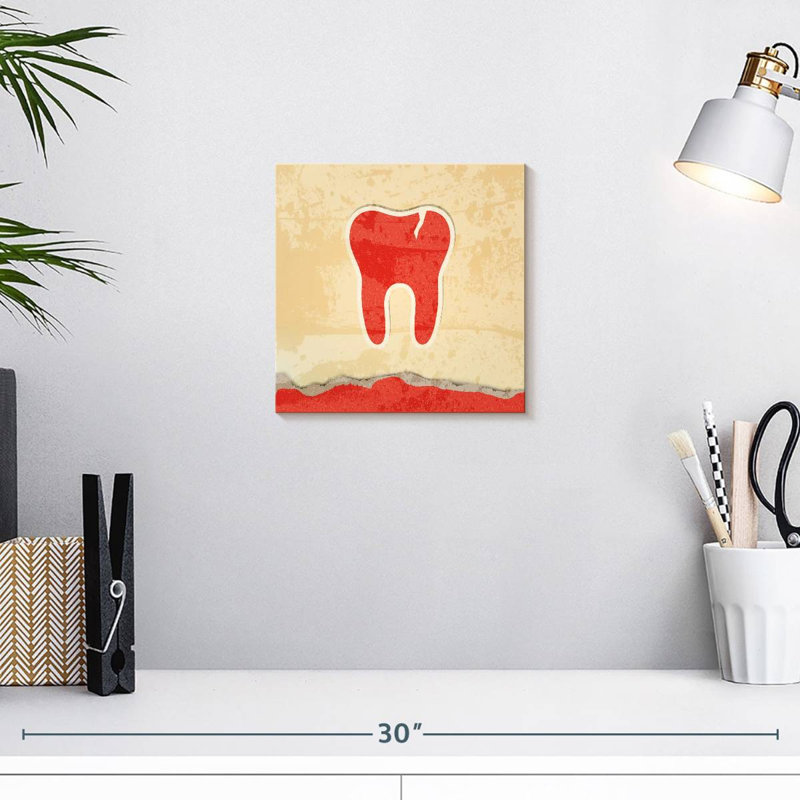 Dent rétro rouge, H 10 po x l 10 po