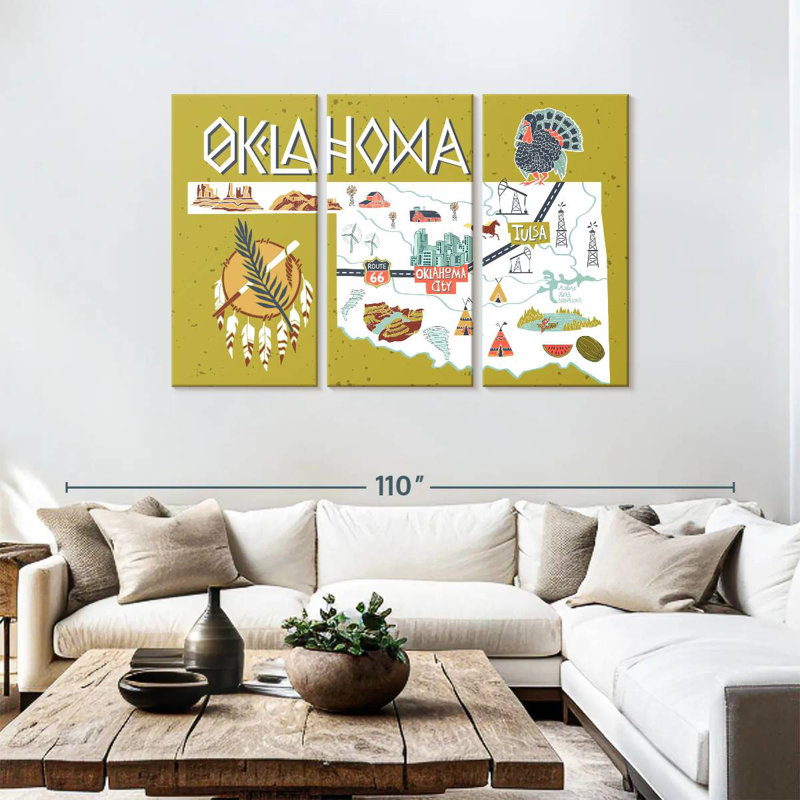 Icônes de carte Aliaz Oklahama, H 48 po x l 74 po