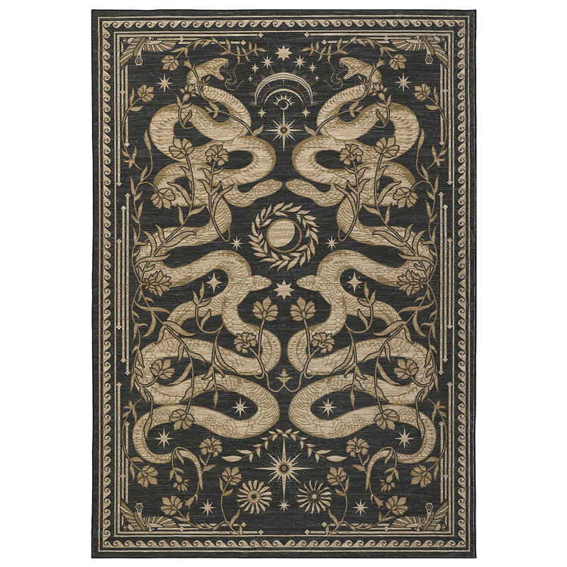 Living Room Rug  Snake Area Rug, Non Slip Washable Rugs with Soft Stain Resistant Low Pile Design, Non-Shedding Floor Carpet for Dining Room Nursery