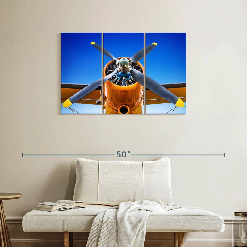 Mehar Yellow Tipped Propeller Plane, 24" H x 38" W