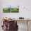 «Rustic Green Valley Trees Abstraction Blue Sky» par Grace Popp, ensemble de 2 peintures sur bois