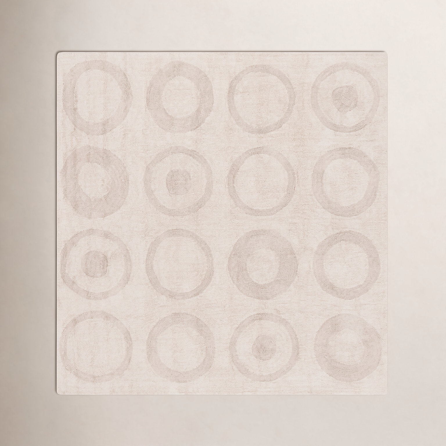 Mullen Ivory Washable Hand-Woven Cotton Rug, Square 6'