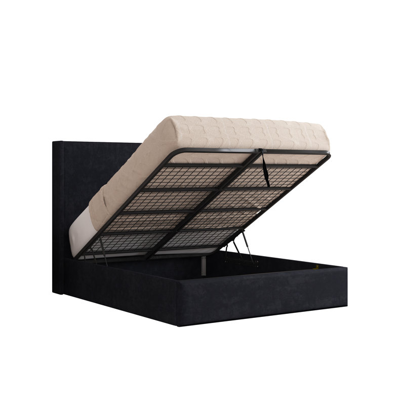 Boiko Upholstered Ottoman Storage Bed, Black, Single (3')
