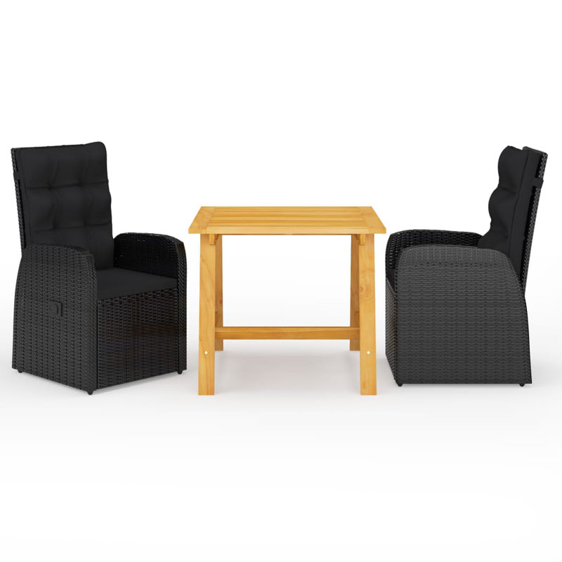 2 - Person Wicker Patio Dining Set with Square Table , Cushions Included