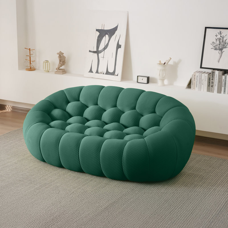 Cenie Upholstered Boneless Sofa, No Assembly Required, Green, 30.71" H x 78.74" W x 42.52" D
