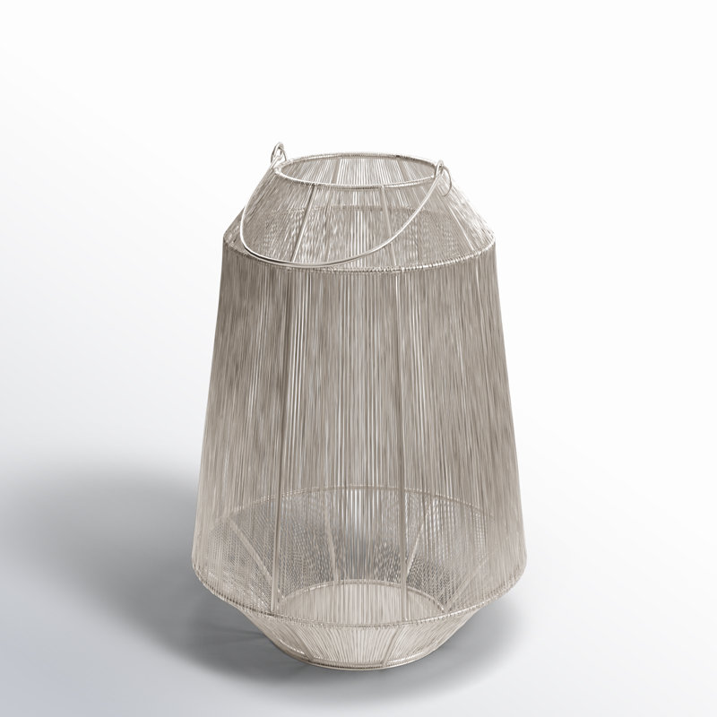 19.5'' Metal Tabletop Lantern, 20" H x 14" W x 14" D, Silver