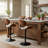 Modern Swivel Upholstered Barstool, Adjustable Height Bentwood Counter Stool, Faux Leather Modern Bar Stool with Footrest-1161740918