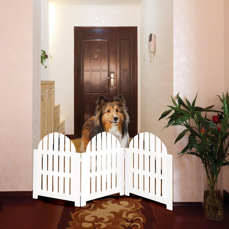  Barrière pour animaux blanche autoportante de style Adirondack. Barrière pliante à 3 panneaux pour portes, escaliers. Intérieur / extérieur: H 20,5 po x l 48 po