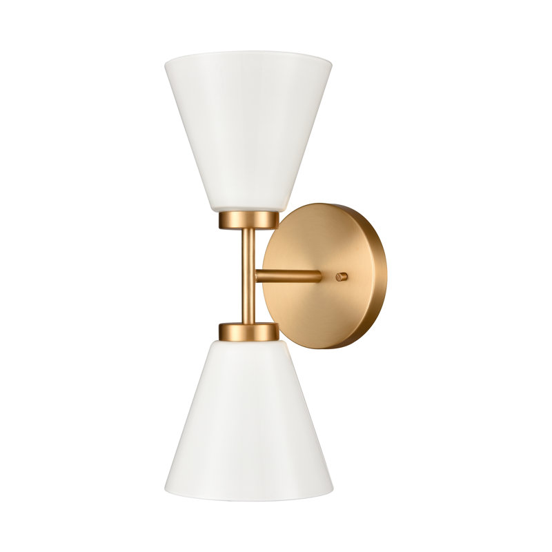 Éclairage pour meuble-lavabo à 2 lumières de 15 po de hauteur Houghton - or brossé, Doré