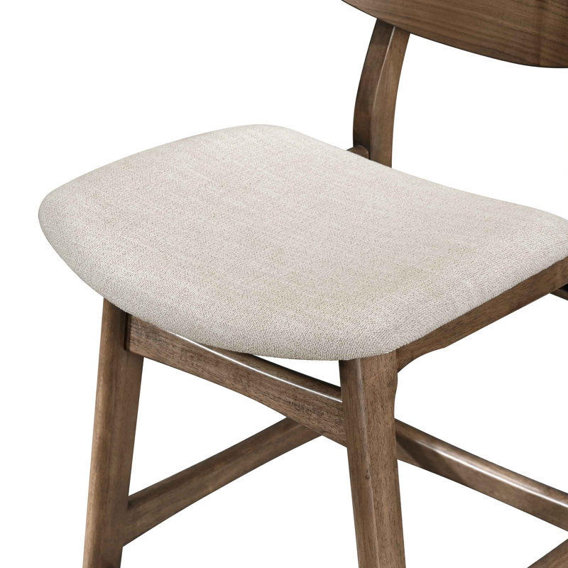 Mateo Wood Counter Chair With Natural Beige Cushion (Set Of 4), Walnut, 4, Brown/Beige