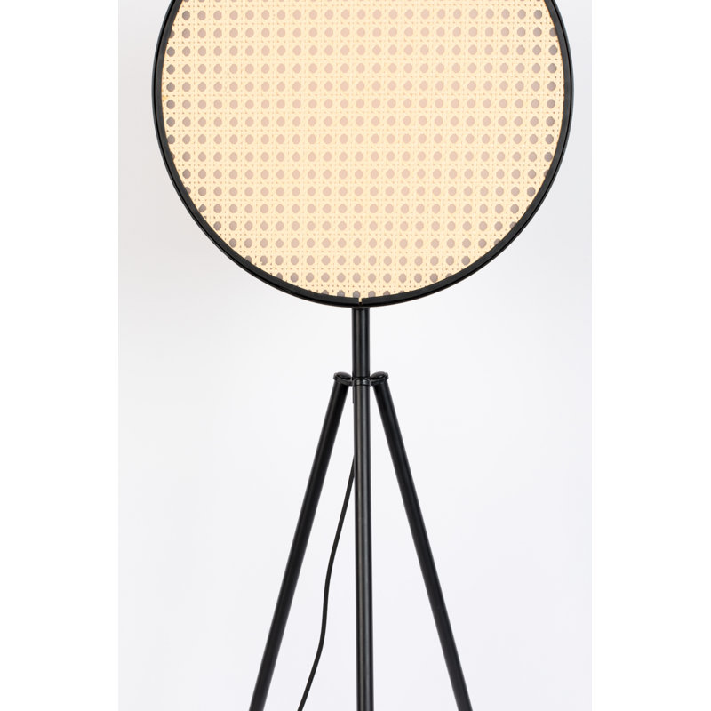 Sien 45'' Black Iron Tripod Floor Lamp with Rattan Shade