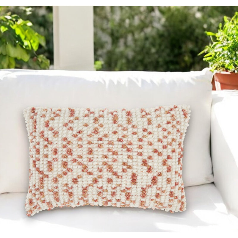 Walburn Outdoor Rectangular Pillow Cover & Insert, 14" H x 20" W, Coral Orange, Polyester