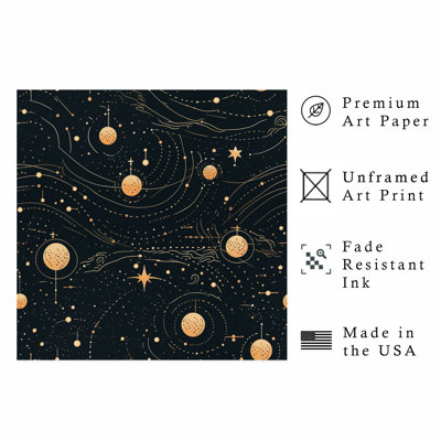 Astronomie et espace, motif d'étoiles, impression d'art moderne sans cadre