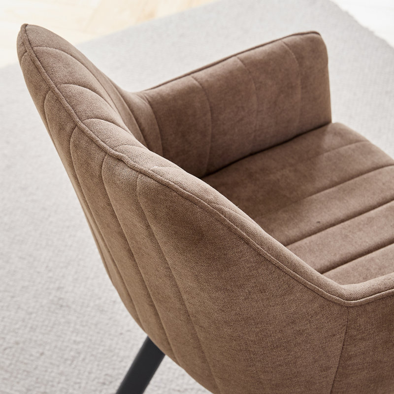 Linen Blend Upholstered Armchair, Brown, 2, Brown