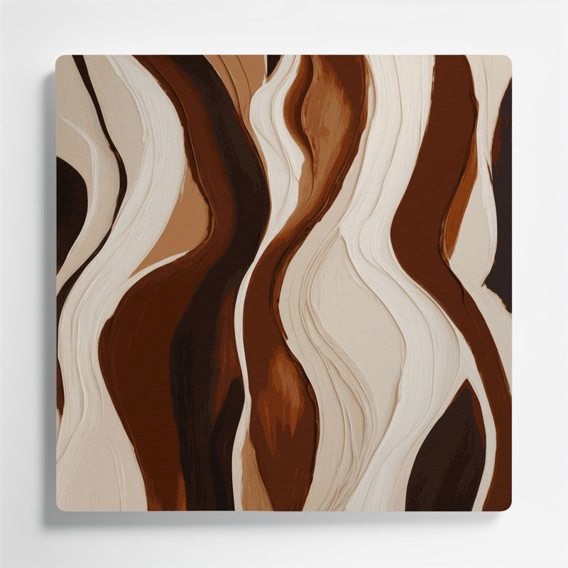 Art mural abstrait en métal beige 19, H 12 po x l 12 po